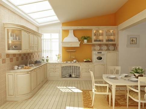 
                                                    угловая светлая белая кухня с золотой патиной классика                                                